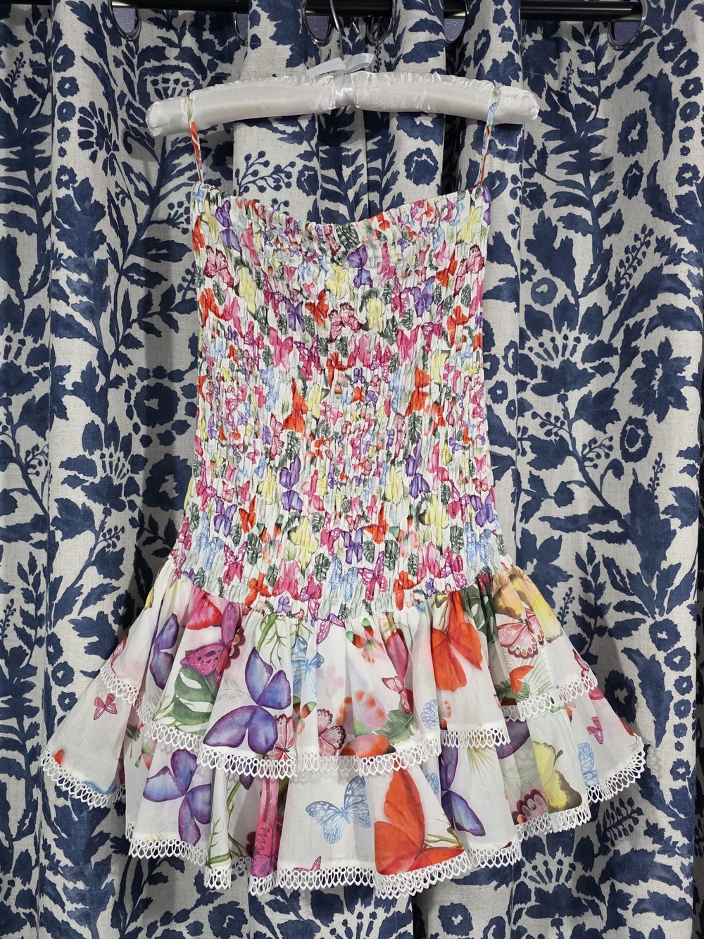 Charo Ruiz White Mini Dress with Multicolor Butterfly Print